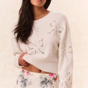 LoveShackFancy Parson Bow Print Pullover $395.00 NWT